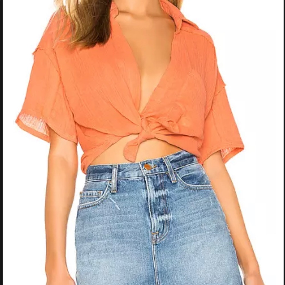 Free People Paloma Tie Front Tee NWT